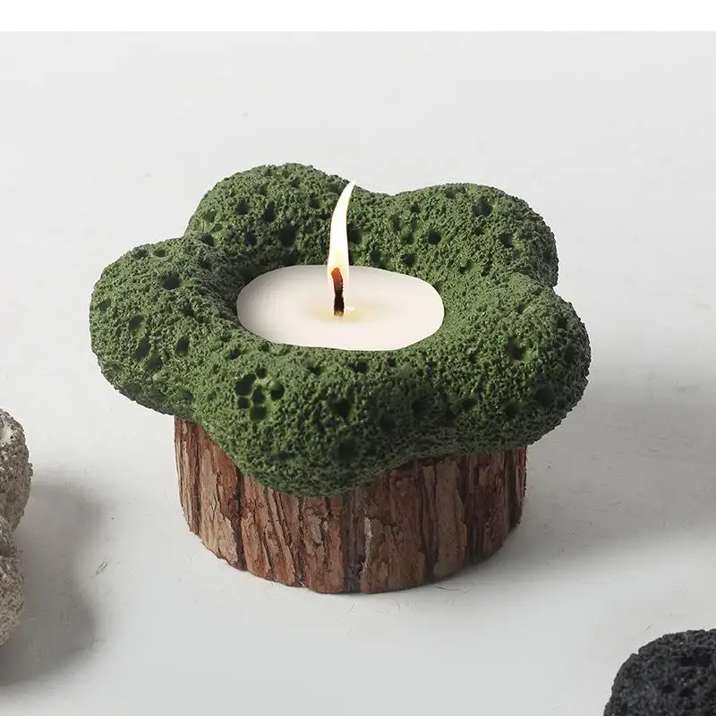

Flower-shaped Cement Candleholder Candle Holder Candle Base Scented Candles Home Decoration Candlelit Dinner Props Candle Stand