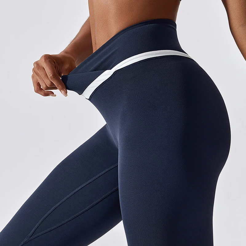 

ASHEYWR Cross High Waist Workout Leggings Women Elastic Quick Dry Push Up Leggings Skinny Spandex Fitness Jeggings Female