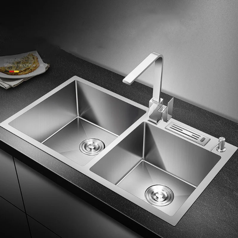 Kitchen Sink Above Counter Udermount Sinks Vegetable Washing Basin Stainless Steel Single Bowl Sinks Kitchen with Knife Holder