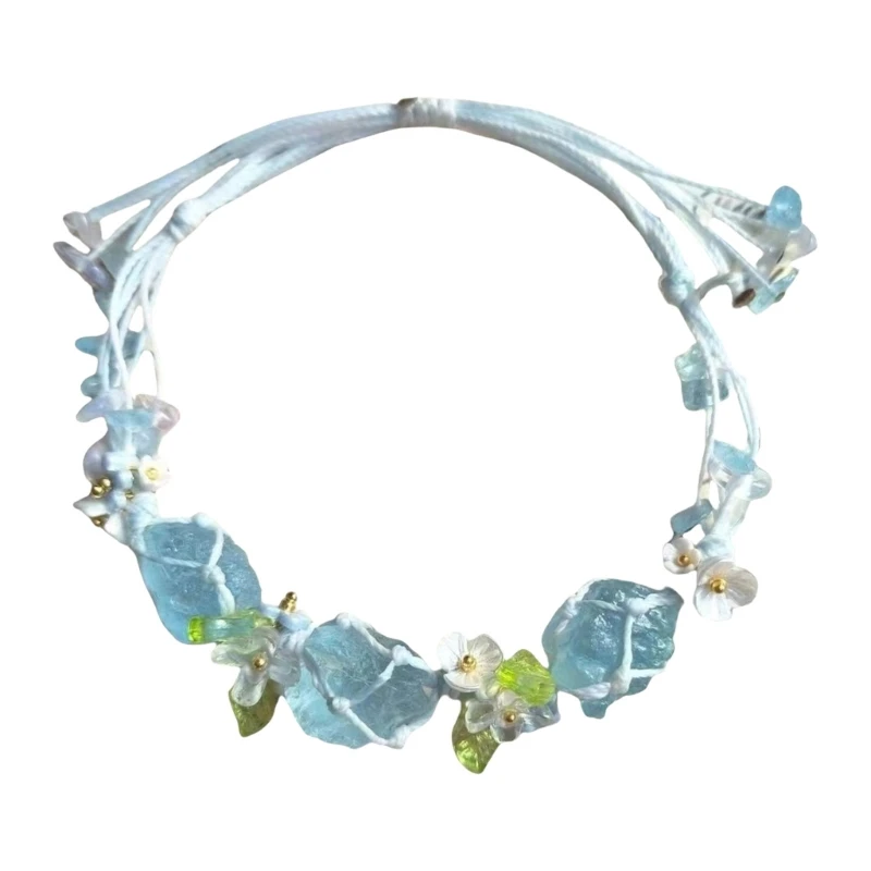 Handmade Braided Bracelet with Natural Raws Stone Energys Net Weave Gemstones Aesthetic Fashion Jewelry for Adults