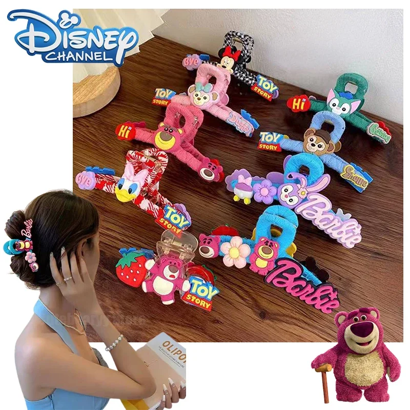 Disney Strawberry Bear Shark Clip New Cute Cartoon Pattern Fashion Portable Girls Ponytail Hair Clip Headgear Decorations Gifts
