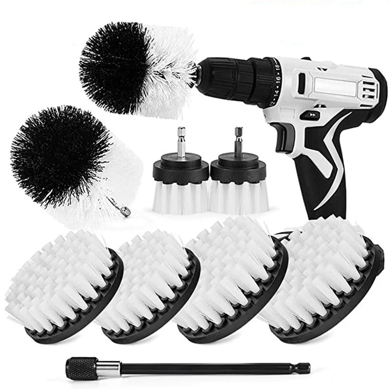 

2/3.5/4/5'' Brush Attachment Set Power Scrubber Brush Car Polisher Bathroom Cleaning Kit with Extender Kitchen Cleaning Tools