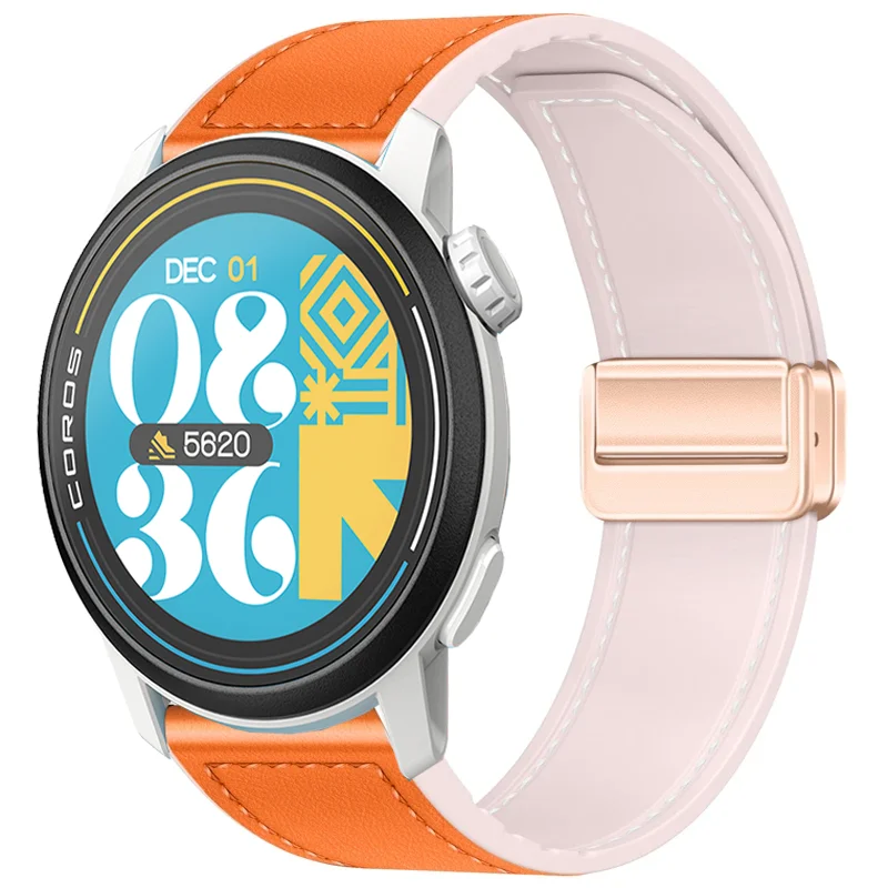 Premium Hybrid Silicone-Leather Strap with Magnetic Buckle, 20mm/22mm