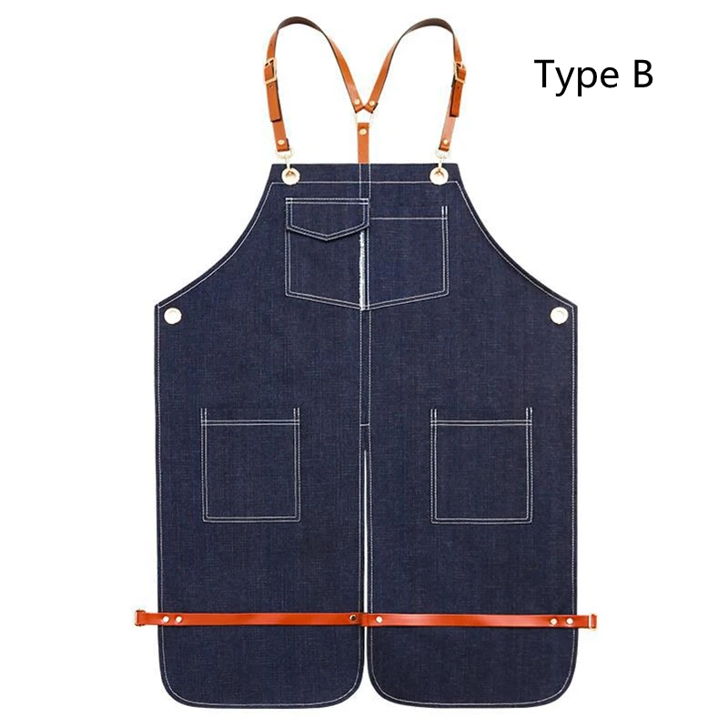 Adjustable Pottery Denim Split Leg Apron Portable Pocket DIY Ceramic Sculpture Mud-retaining Overalls Anti-oil and Anti-fouling