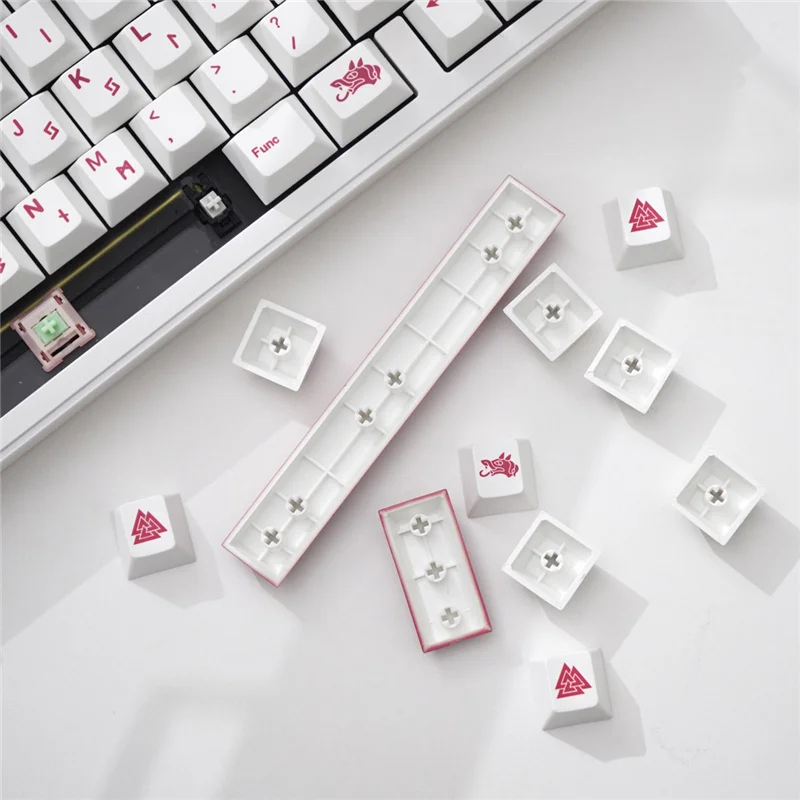 White GMK Blot Cherry Profile Dye Sublimation 142 Keys Keycaps 5