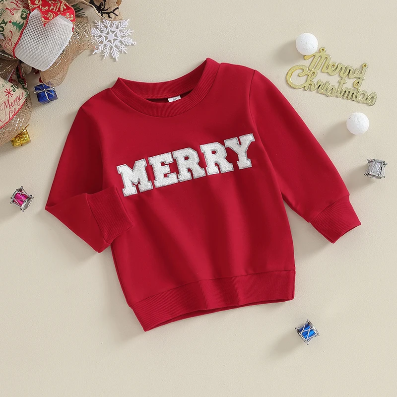 Girls Christmas Casual Sweatshirts Long Sleeve Crewneck Letter Print Loose Fit Pullover Sweatshirts Tops Xmas Clothing Outfits