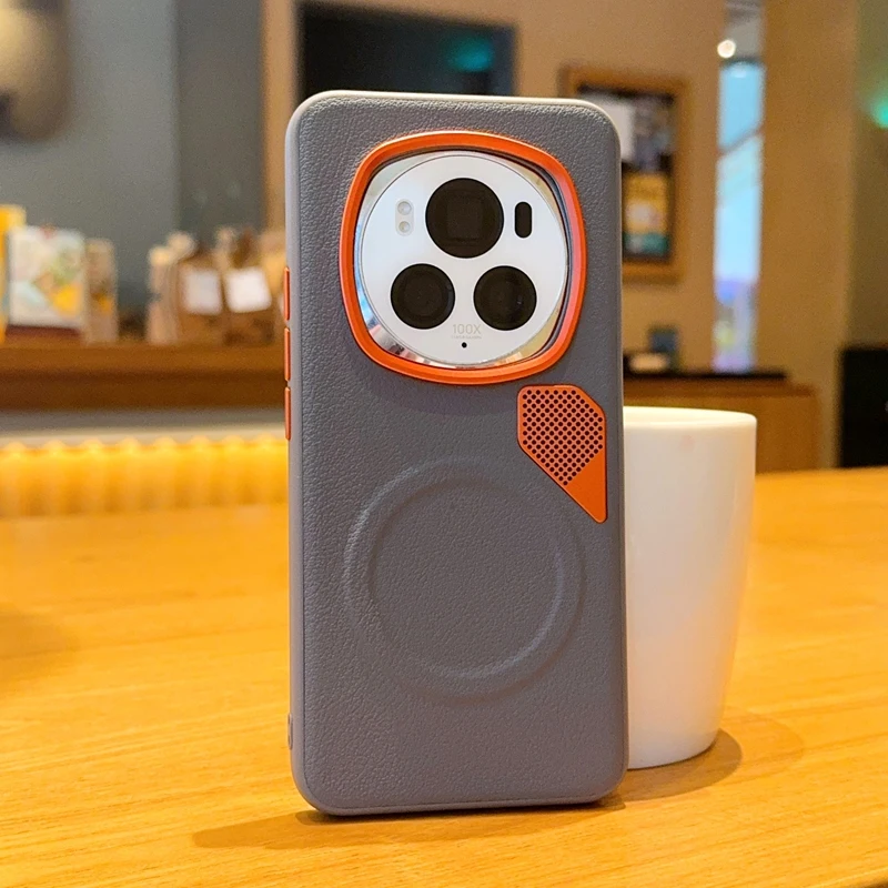 Enhanced Magnetic PU Leather & PC Heat Dissipation Case with Metal Camera Lens Protector