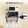 31 Inch Wall Mounted Pot Rack Storage Shelf with 2 Tier Hanging Rails 14 S Hooks included, Ideal for Pans 3