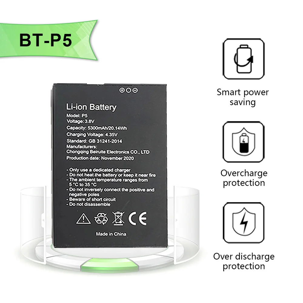 Original BT-P5 Li-Ion Battery 5300mAh 3.8V Best Replacement Battery For BT-P5 Etc P5 Card Walkie Talkie Smartphone Transceiver