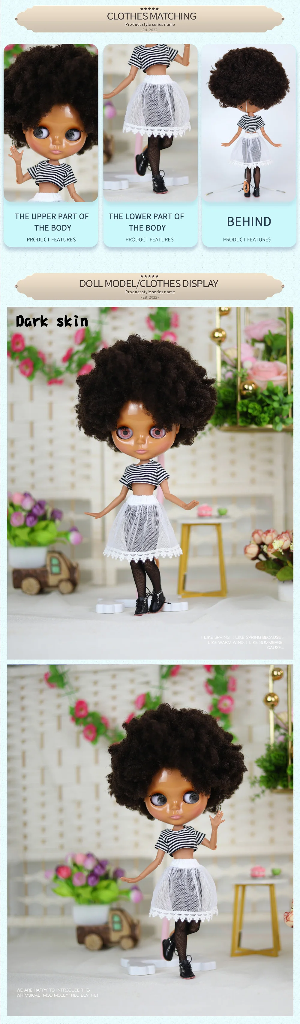 Elia – Premium Custom Neo Blythe Doll with Brown Hair, Dark Skin & Shiny Cute Face 1