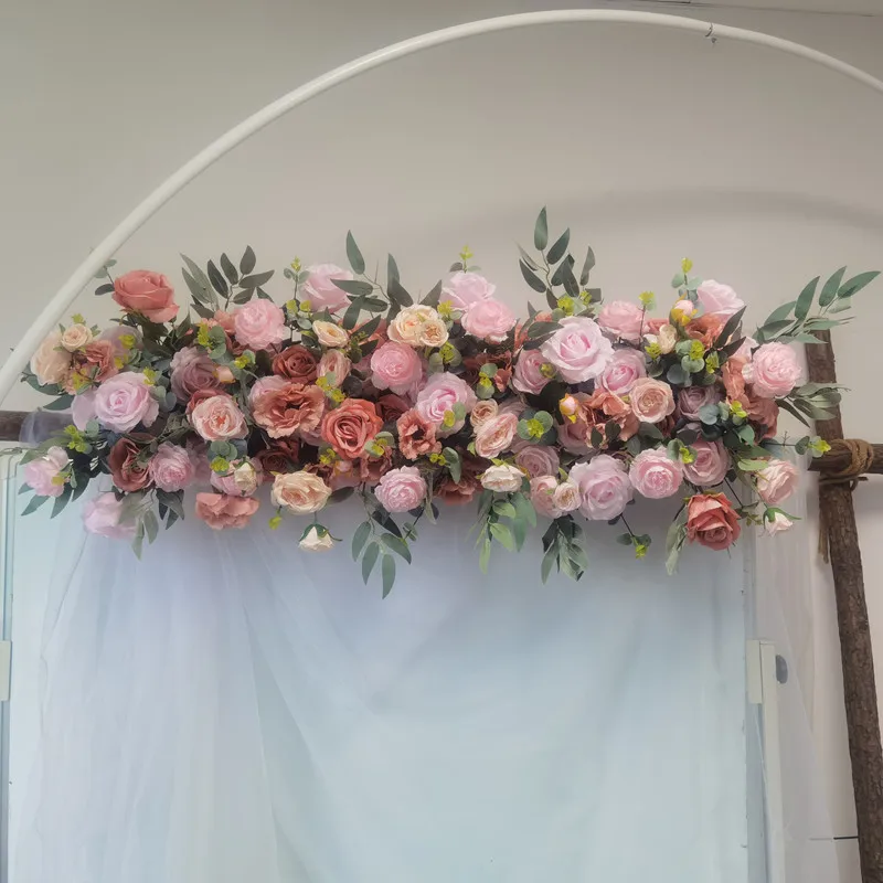 Description Picture 4 of item50/100CM DIY Wedding Flower Wall Arrangement Supplies Silk Peonies Rose Artificial Floral Row Decor Marriage Iron Arch Backdrop