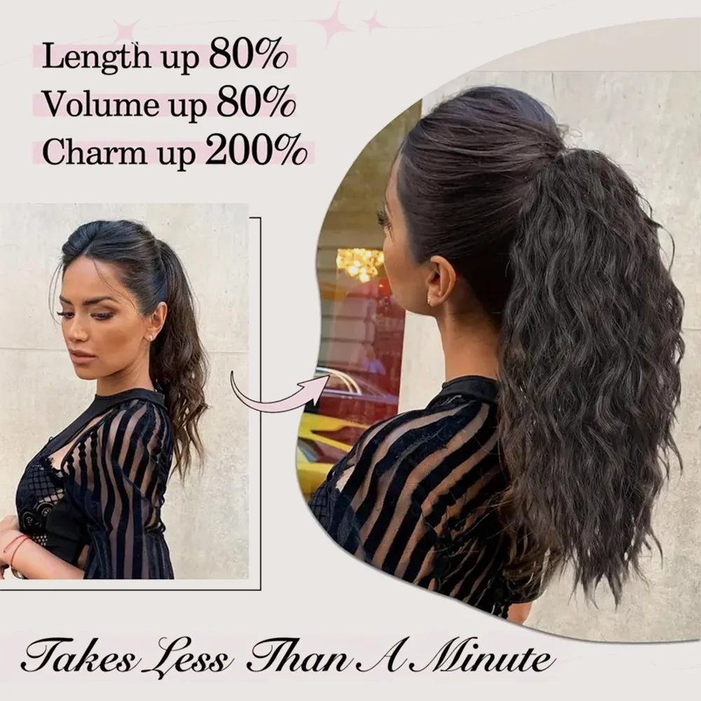 18-inch Synthetic Women's Wavy Claw-Clip Ponytail Extension Easy-to-Wear Versatile Style for Instant Beauty Boost For Women clip in ponytail hair extension synthetic ponytail synthetic hair accessories clip in ponytail extensions