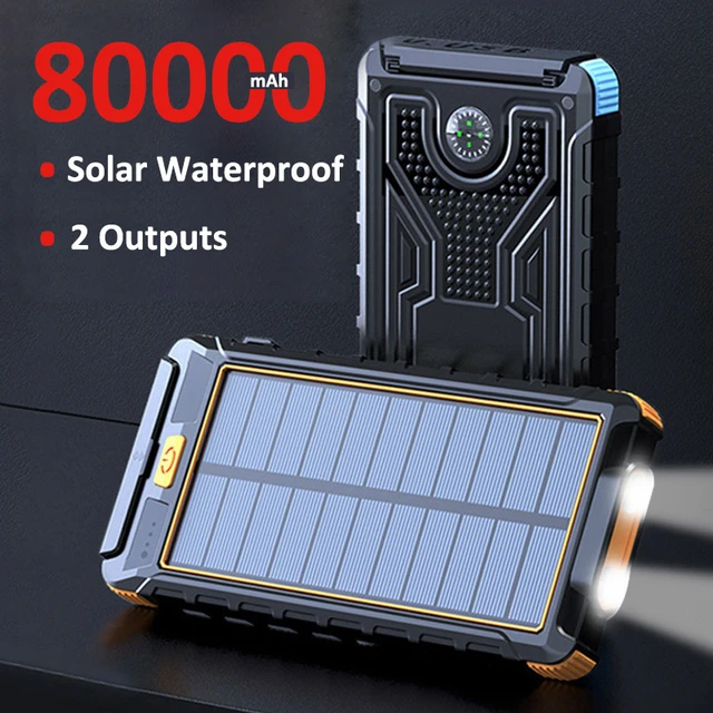 80000mah batería solar inalámbrica, cargador externo portátil de alta  capacidad, carga rápida, batería externa Led para Iphone Xiaomi