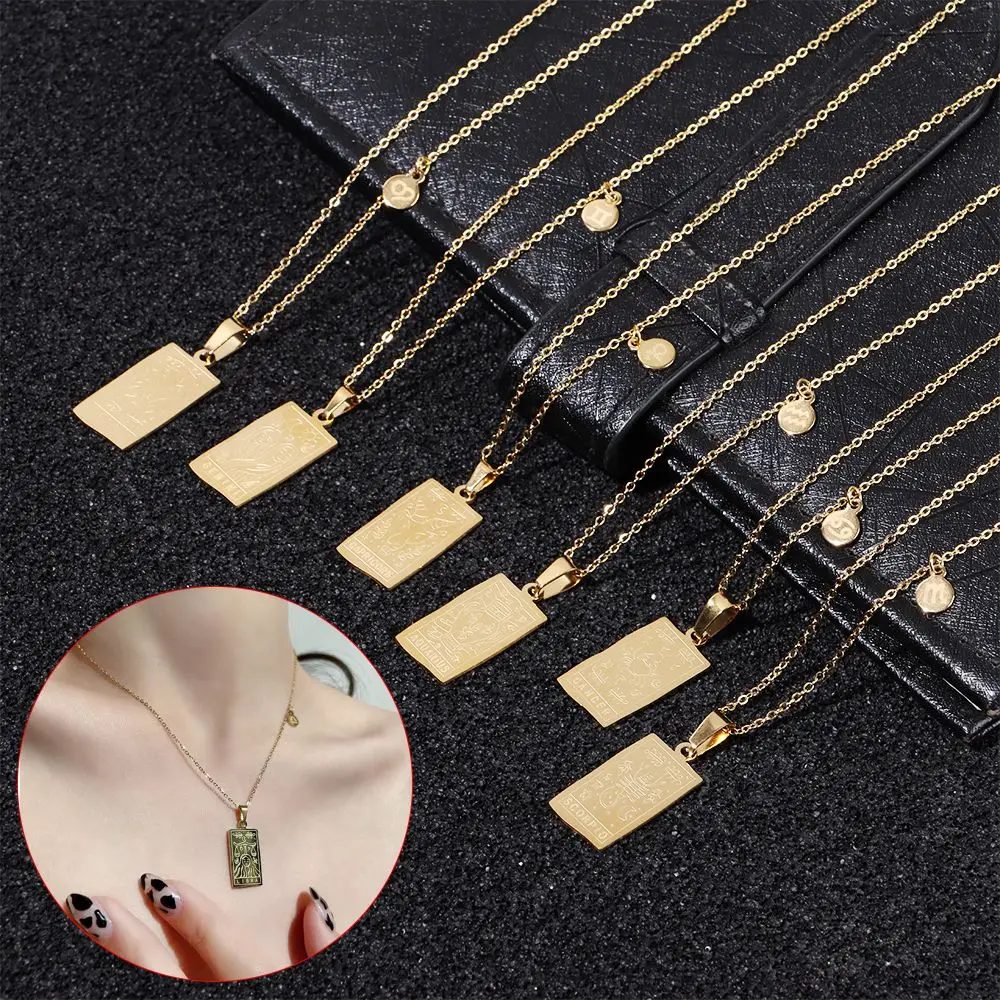 

Personality Metal Square Pendant 12 Constellations Jewelry Collar Necklace Embossment