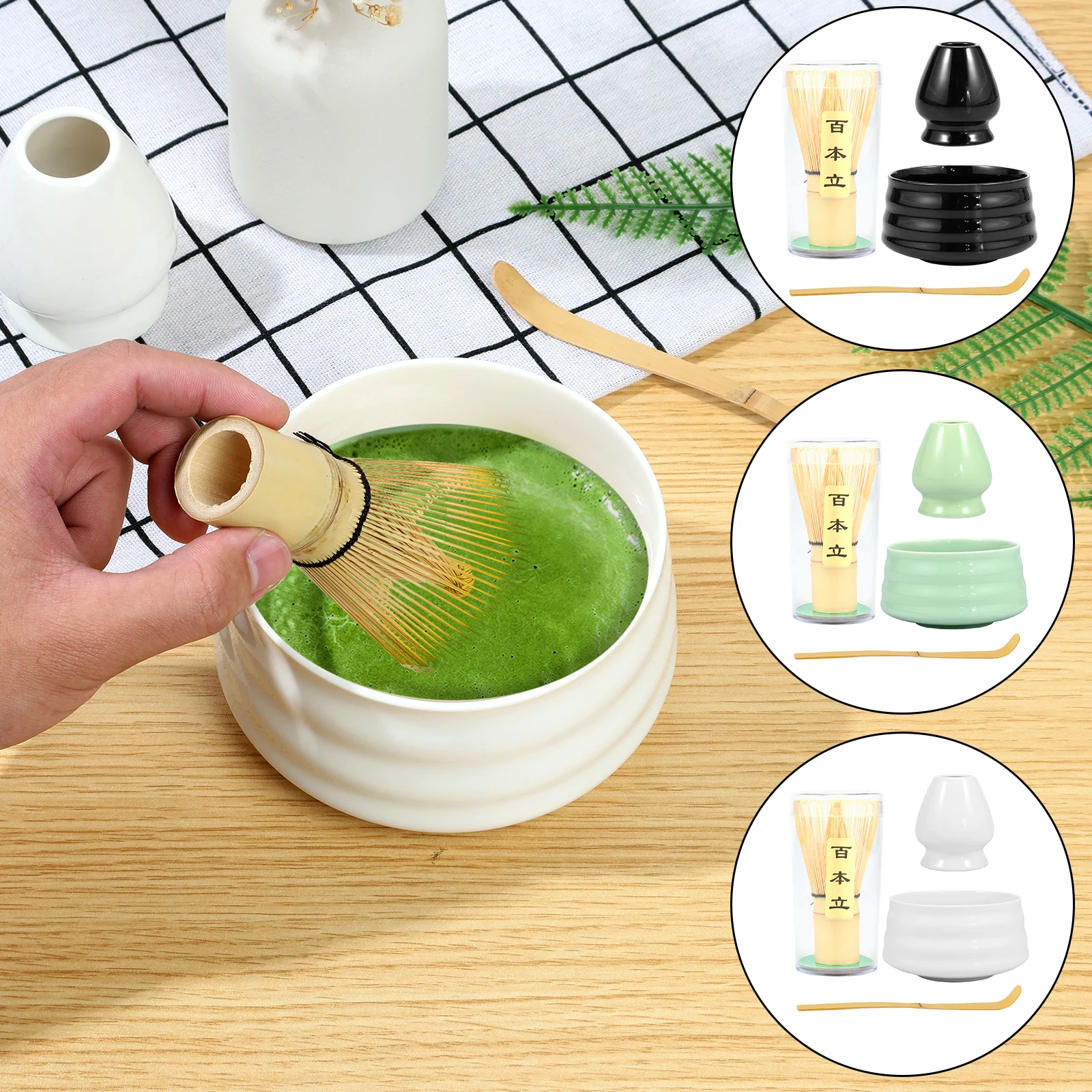 Set Di 4 Fruste Matcha Fatte A Mano Strumento Per Fare Matcha Riutilizzabile Kit Di Avviamento Tradizionale Matcha Amanti Del Tè Casa Fai Da Te Matcha