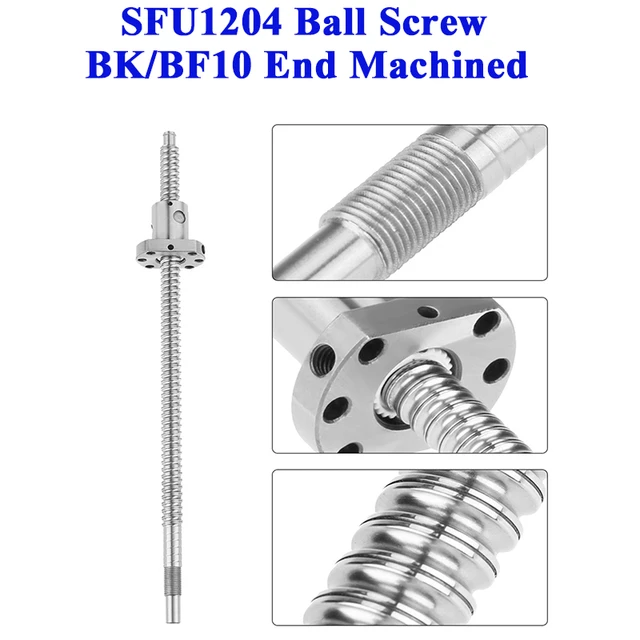 1204 SFU1204 สกรูบอล BK/BF10 End Machined 12mm Ballscrew Linear Motion 200 มม.550 มม.C7 ลูกกลิ้ง Ballscrew สําหรับอ่อนนุชชิ้นส่วน CNC 1