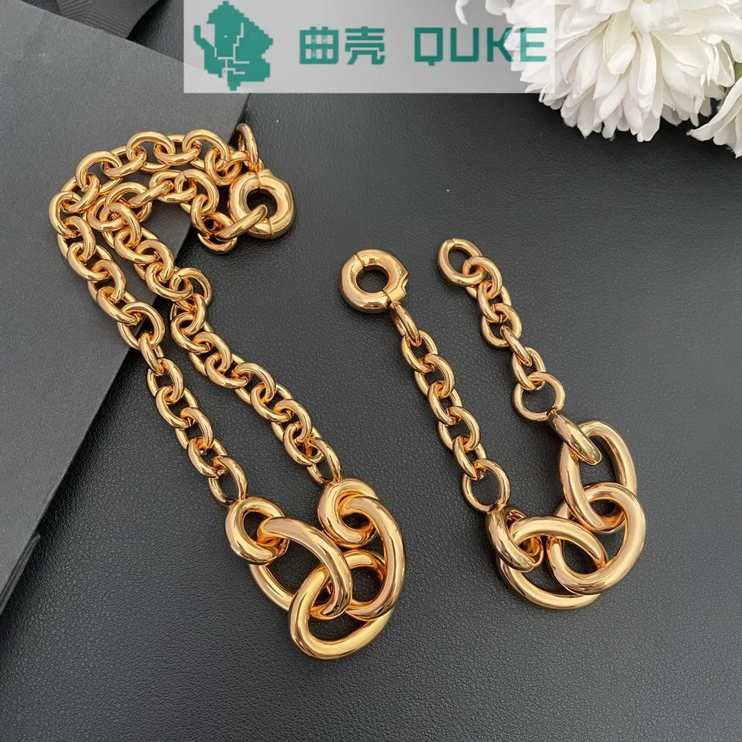 

European and American fashion personality trend thick bracelet women's gold round thread thick necklace women's jewelry
