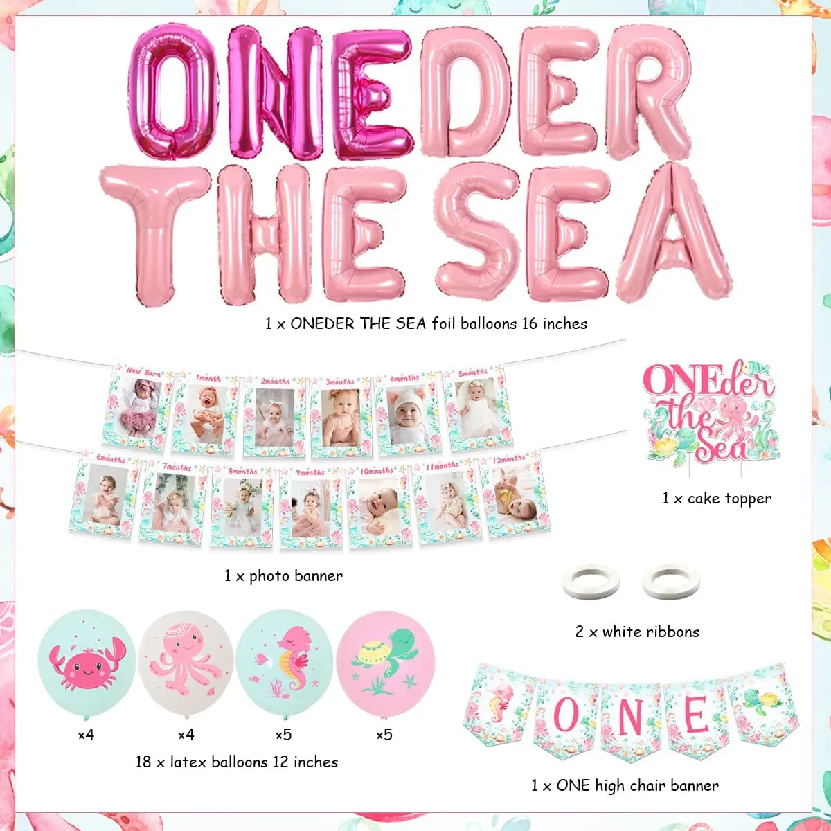 Buy Oneder the Sea Banner 1st Birthday Party Decoration Ocean