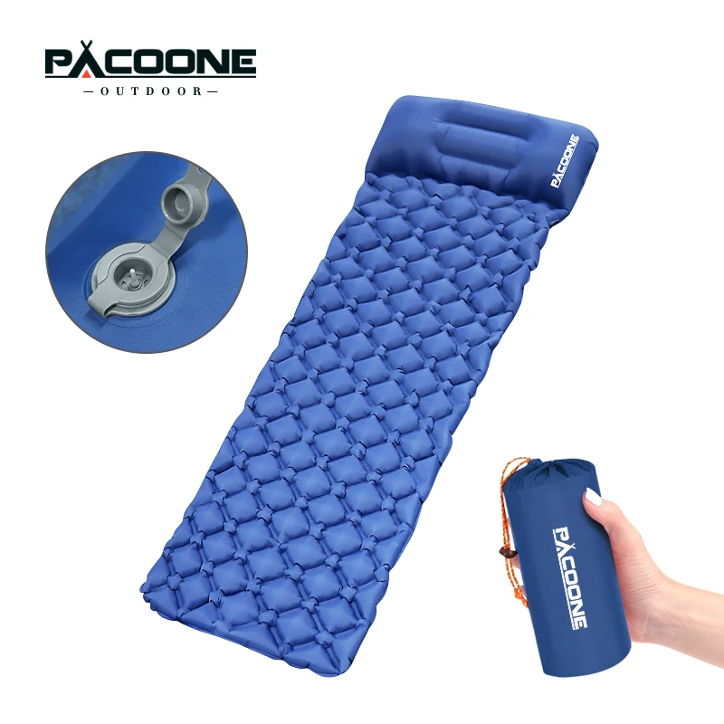 PACOONE Outdoor Sleeping Pad Camping Inflatable Mattress with Pillows