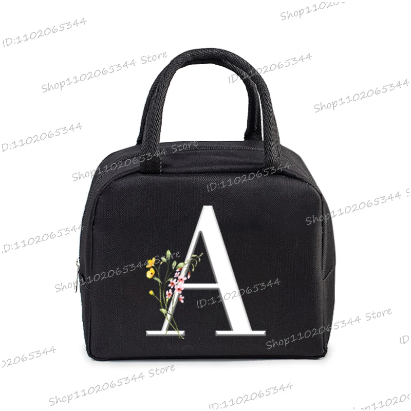 1Pc Portable Lunch Bag Wildflower Alphabet ABCD..Cooler Ice Pack Lunch Box Insulation Package Insulated Thermal Unisex Bag