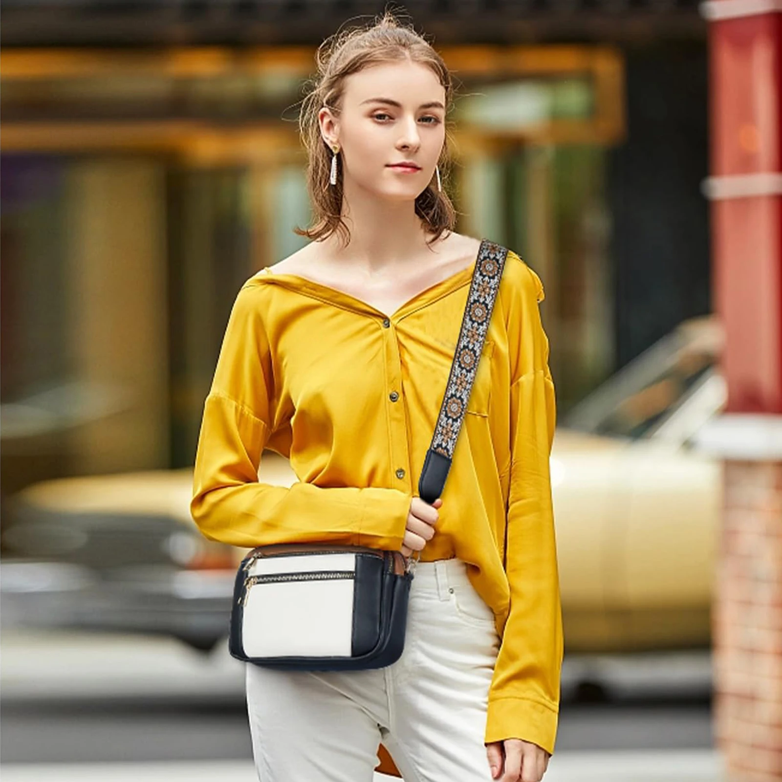 Colorful Straps Crossbody Leather Bags & Purse