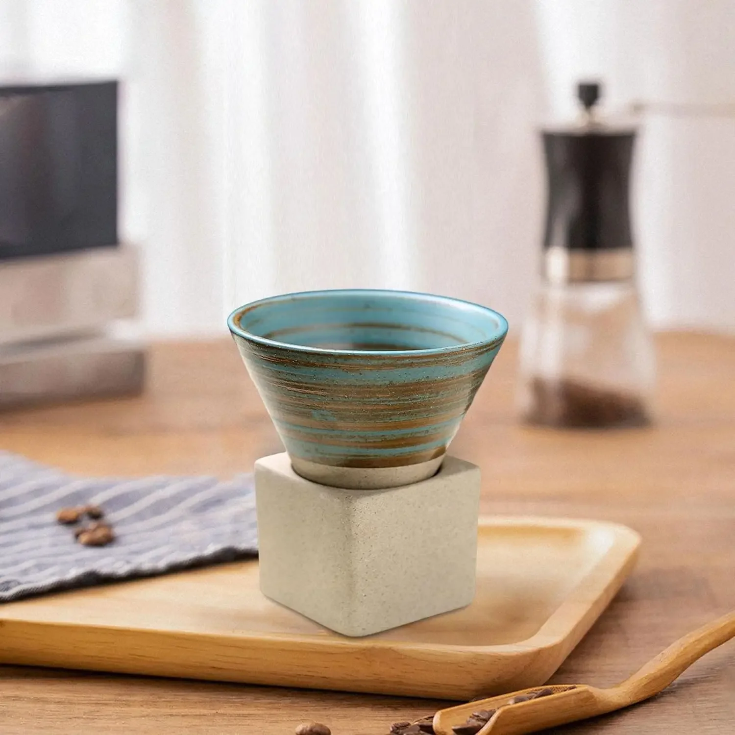 1pc 100ml Ceramic Coffee Mugs with Base Porcelain Cup Latte Cup for Household Kitchen Coffee Holiday Gift Set coffee cup saucer set
