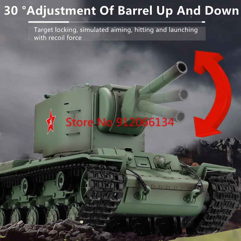 1:16 Soviet KV Series Shoot Bullet  Remote Control Tank 2.4G 320 ° Turret Rotation LED Lighting Heavy Army Electric RC Truck Toy 5
