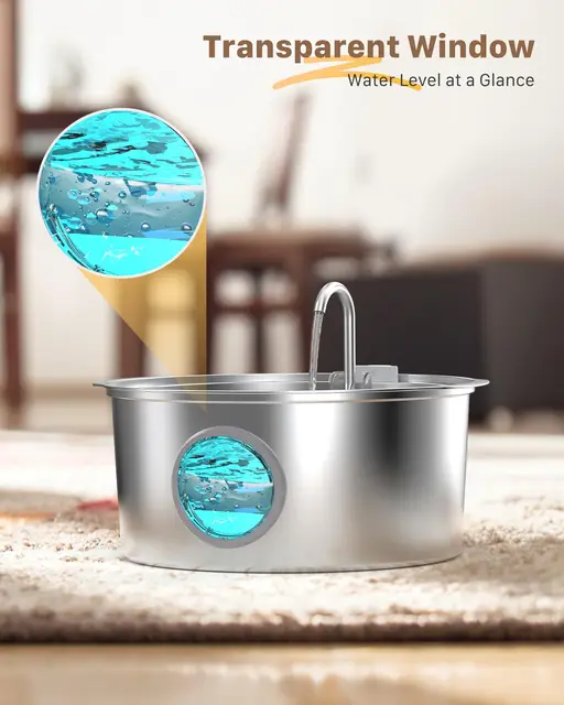 Large Dog Water Fountain, Stainless Steel Ultra-Quiet Dog Water Fountain for Large Dogs, Cats and Multi-Pet Homes 2