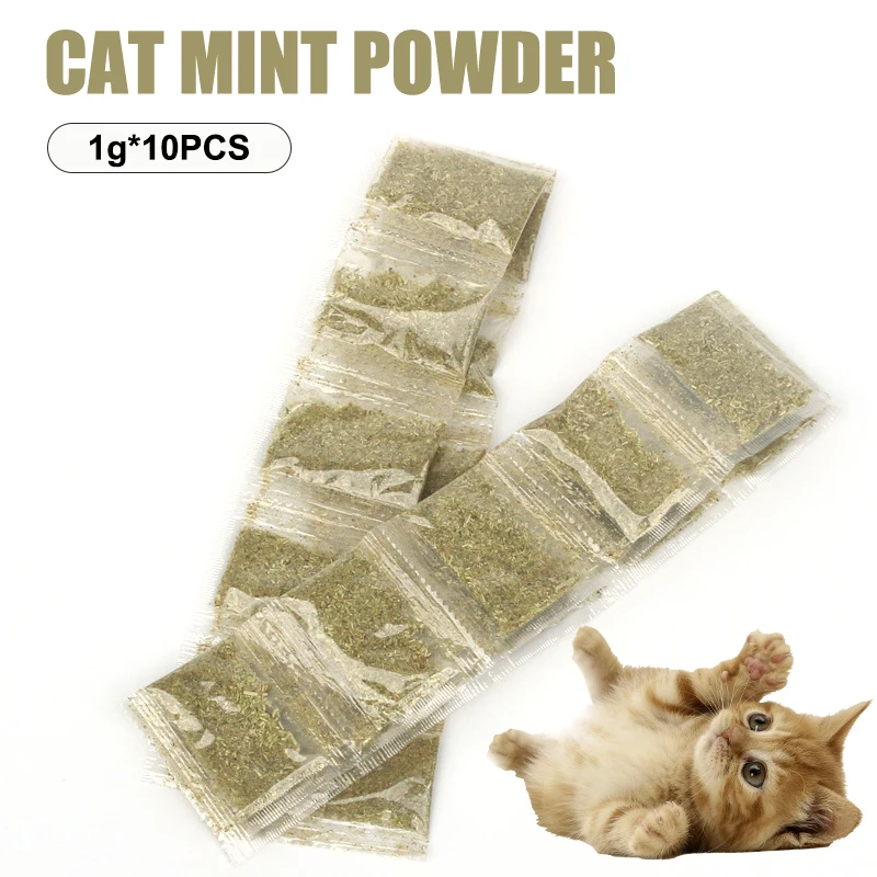 10PCS Cat Mint Powder Catnip Bag Cat Grass Chopped Leaf Catnip Powder