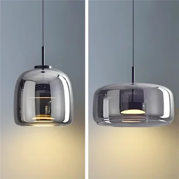 Modern Simple Glass Bowl Chandeliers Nordic LED Smoke Hanging Lamp for Dining Room Restruant Bar Indoor Decor Lighting Fixtures 1