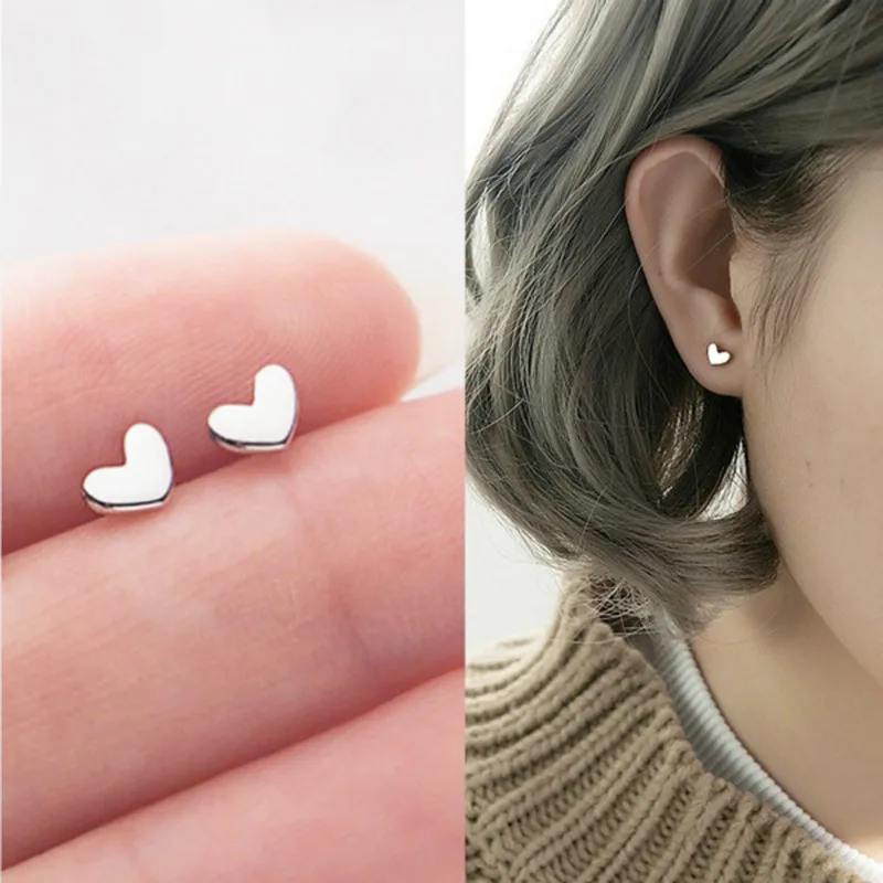 Love Heart Super Small Earrings Simple Compact Cute Student Earrings for Women  Minimalist Copper Hypoallergenic Stud Earrings