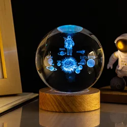 Luminous 3D Galaxy Crystal Sphere Lamp - Illuminated Astronomy Decor (Astronaut)