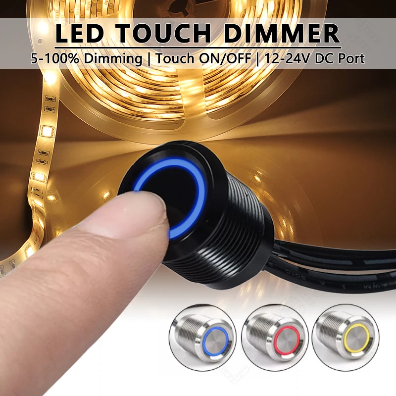 1CH Single Color Dimmer Touch Sensor Controller 72W 144W 6A 12V 24V DC 5.5*2.1mm Plug LED Light Strip Metal Case Embedded Switch led dimmer switch led strip controller smart dimmer switch led strip switch led string dimmer led dimmer controller