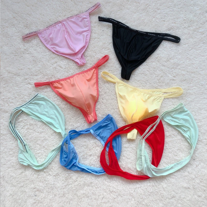 

Sissy Pouch Panties Men Sexy T-Back Thong G-String Lace Underwear Elastic U-Bulge Cup Briefs Male Convex Pouch Lingerie G-String
