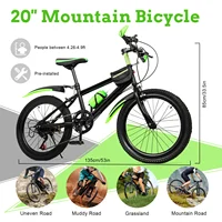20 "VTT pour enfants 7 vitesses vélo freins à double disque unisexe vélo pour enfants hauteur réglable garçons filles vélo d'équitation 6