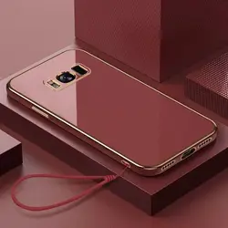 Luxury Square Plating ShockProof Silicone Back Cover for Galaxy j7 2016 (Gs6D Red)