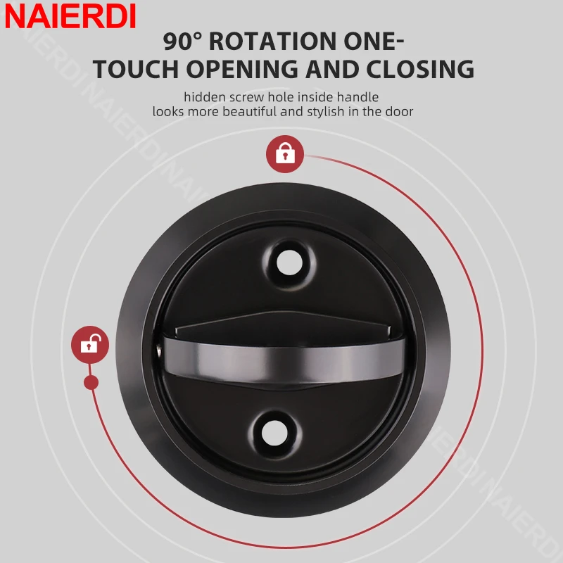 Round Recessed Door Lock Stainless Steel Hidden Cup Door Handle Sliding Lock Privacy Pocket Lockers door lock