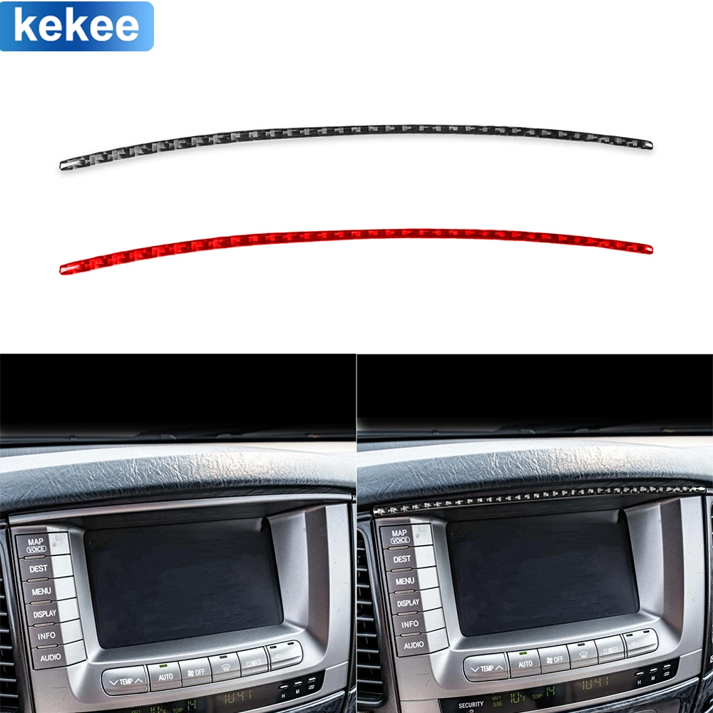 

For Toyota Land Cruiser 2003-2007 Dashboard Navigation Trim Strip Cover Real Carbon Fiber Sticker Car Interior Refit Accessories