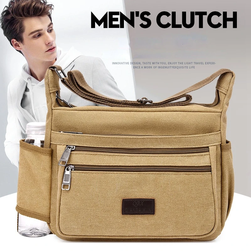 

Retro Canvas Shoulder Bag Men's Fashion Youth Messenger Bag Men's vintage bag Horizontal Casual Bag Side Water Bag Crossbody Bag