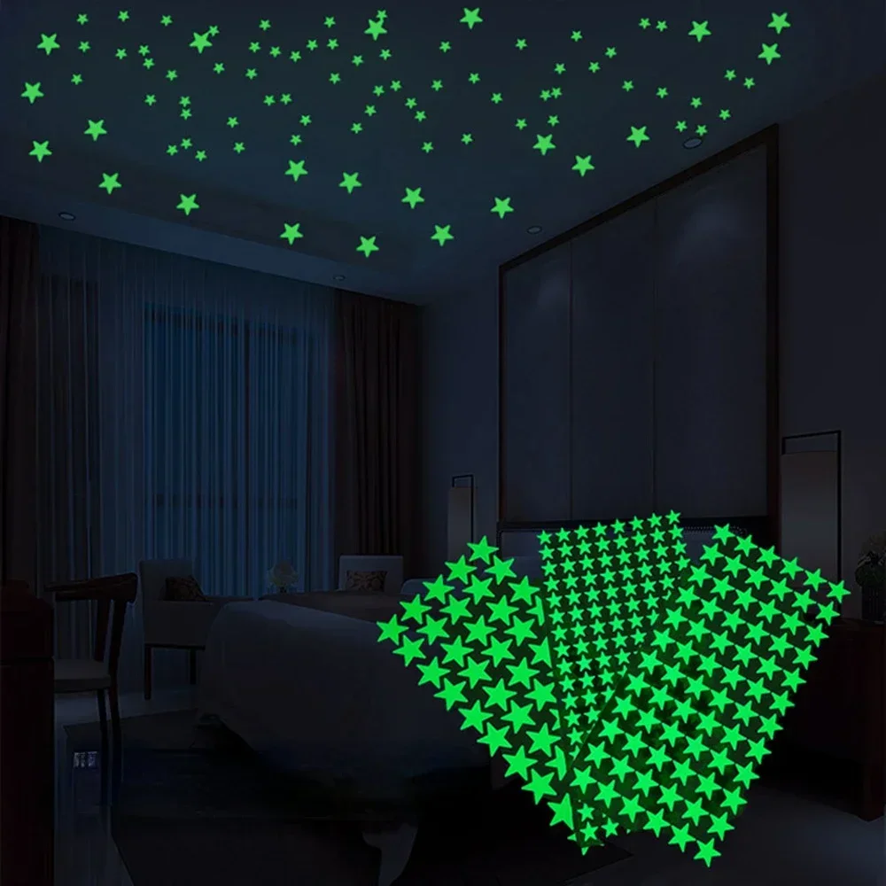 Wall Stickers 1Set Stars Moon Dots Self-adhesive Luminous Wall Sticker Kids Bedroom DIY Decal Glow in Dark Fluorescent Holiday Party Decor