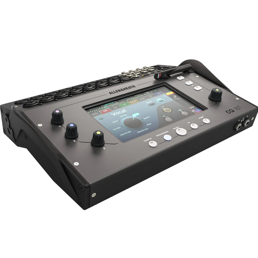 Allen & Heath CQ-18T 디지털 믹서 콘솔, 7인치 터치스크린, Wi-Fi 및 블루투스 연결 기능 탑재, 오디오 스테이지 라이브 사운드용