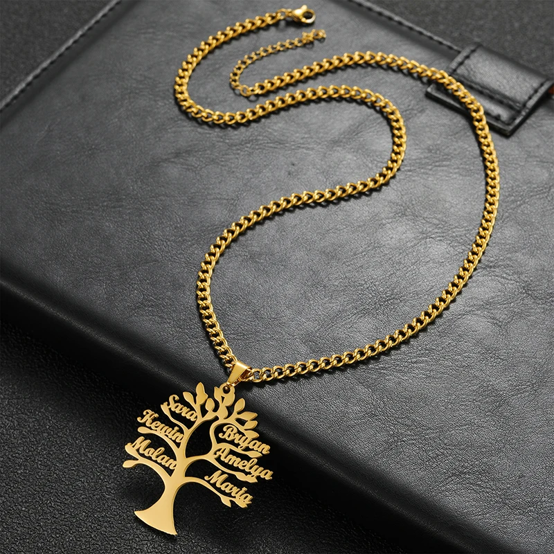 Collana Personalizzata Albero Della Vita Con Nome In Acciaio Inox: Regalo Unico Per Donna (Oro, Argento, Rosa) - 2