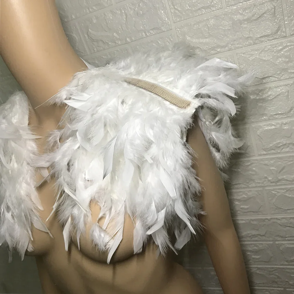 Shawl Feather Iridescent Rooster Hackle Natural Feather Collar Cape Stole Shawl Collar Shrug Cape Party Clubwear Jazz Dancewear