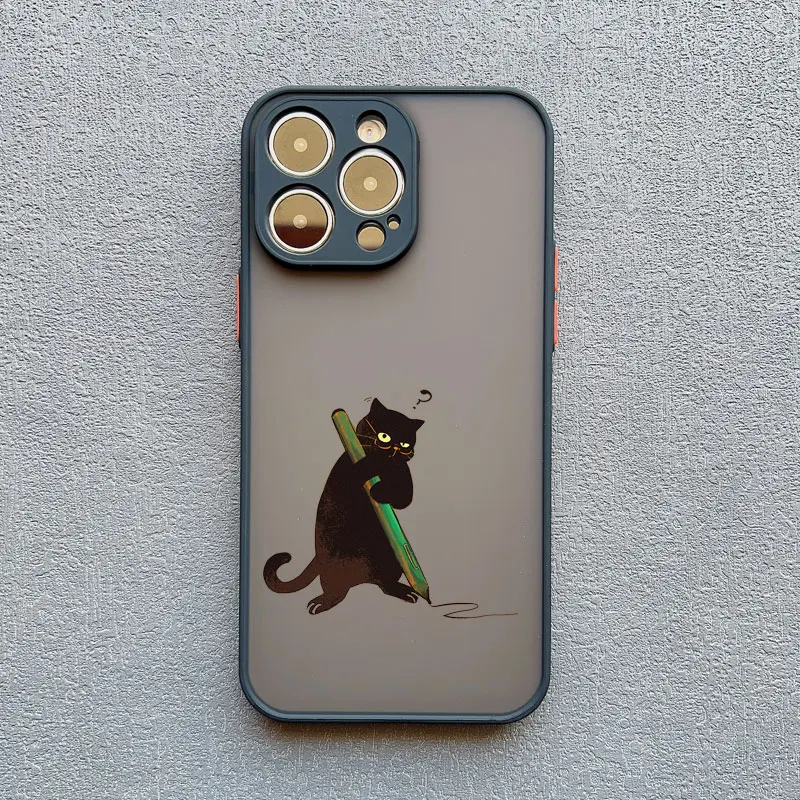 Schwarze, coole Katzen-Handyhülle mit Stoßschutz für iPhone 17 16 12 11 Pro Max 15 14 13 Pro Max Mini X XS XR 15 14 Plus Cover – Detail 6