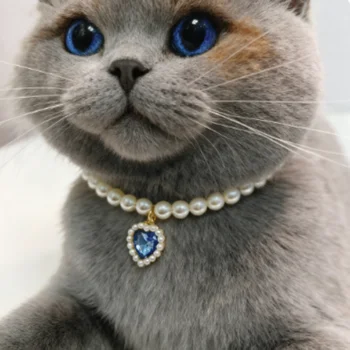 Cute Exquisite Adjustable Cat Collar with High Simulation Pearls for Kittens Pet Necklace with Neck Decoration Pet Supplies