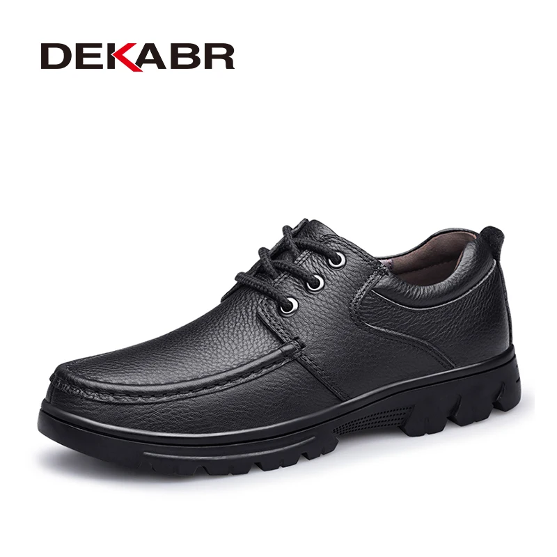 DEKABR New Lace Up Fashion Genuine Leather Casual Men Shoes Designer Comfortable Breathable Loafers Driving Shoes Big Size 37-50