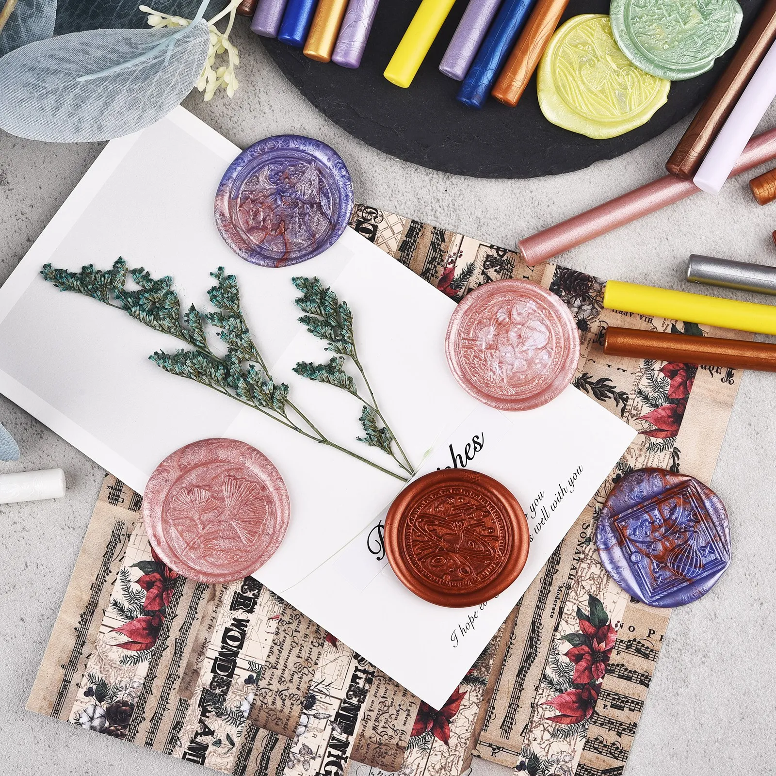 녹는 글루건용 도장 왁스 스틱, 웨딩 파티 초대장 씰링 왁스, 패션 선물 장, 10 개