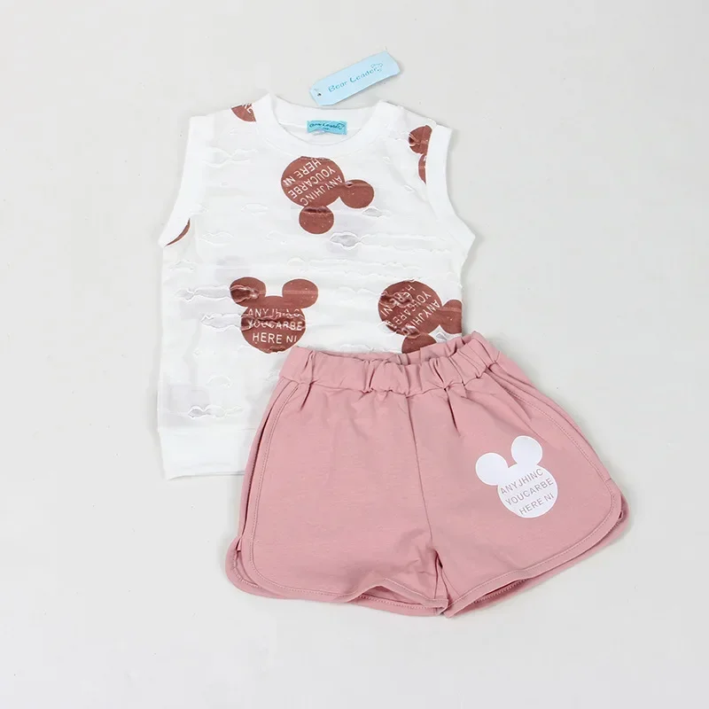 Girls Clothes Summer Style Boys Baby Girls Clothing Sets Cartoon Print T-shirt Short 2Pcs for Kids Clothes 3-7Y Children