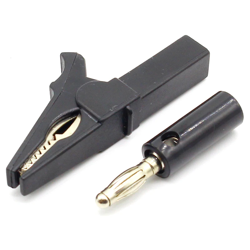 55MM Alligator clip + BANANA PLUG, test probe with 4mm Banana Plug Cable Clips red black blue yellow green