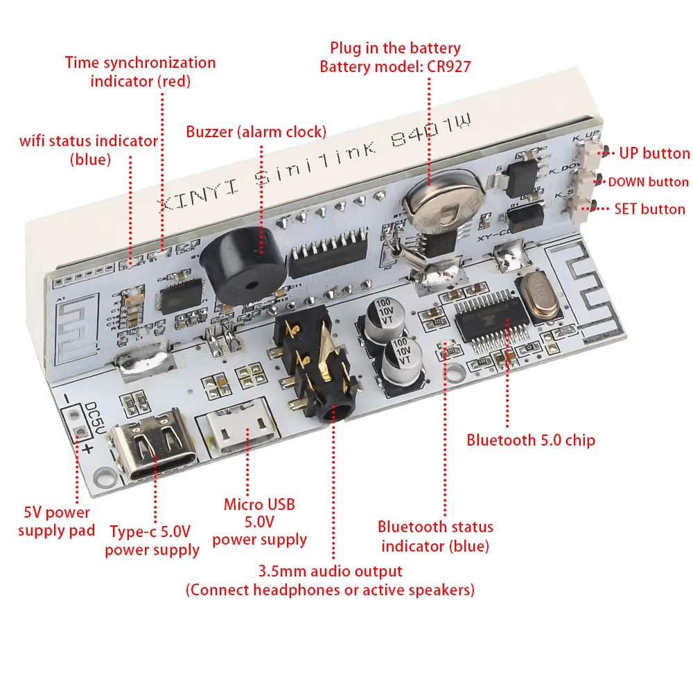 WiFi Time Service Clock Module Automatic Time Synchronization Through Wireless Network DIY Digital Electronic Clock 5V 4
